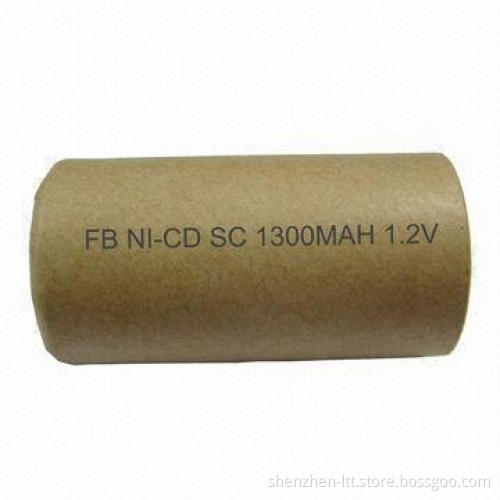 NiCd SC 1,300mAh Rechargeable Battery, 1.2V Voltage, Widely Used on Electronic Toys and More